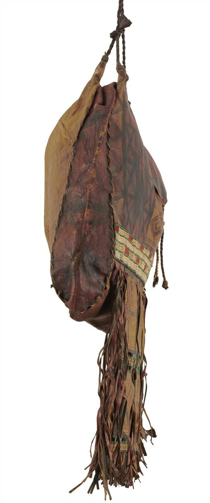 Old African Tuareg leather camel horse bag from Niger Peul Fulani Sahara art - Tribalgh