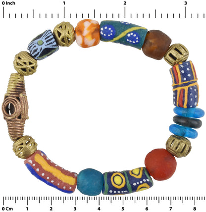 Handgemachte Perlen aus recyceltem Glas Krobo Ashanti Messing Wachsausschmelzendes Armband - Tribalgh