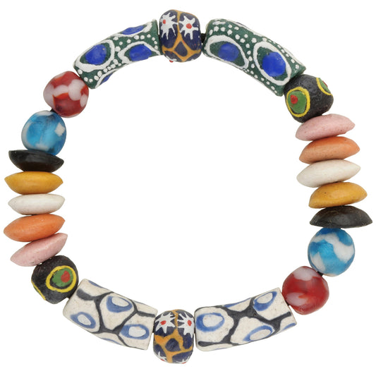New Krobo recycled glass Beads African powder glass trade beads Ghana bracelet - Tribalgh