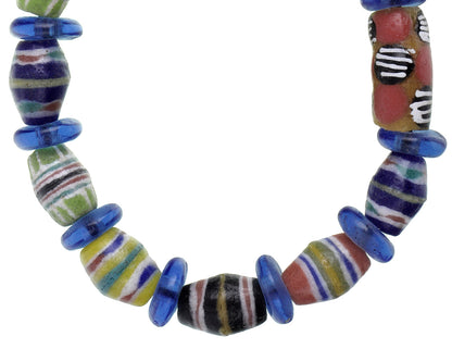 Recycled powder glass beads African trade Krobo ceremonial bracelet handmade - Tribalgh