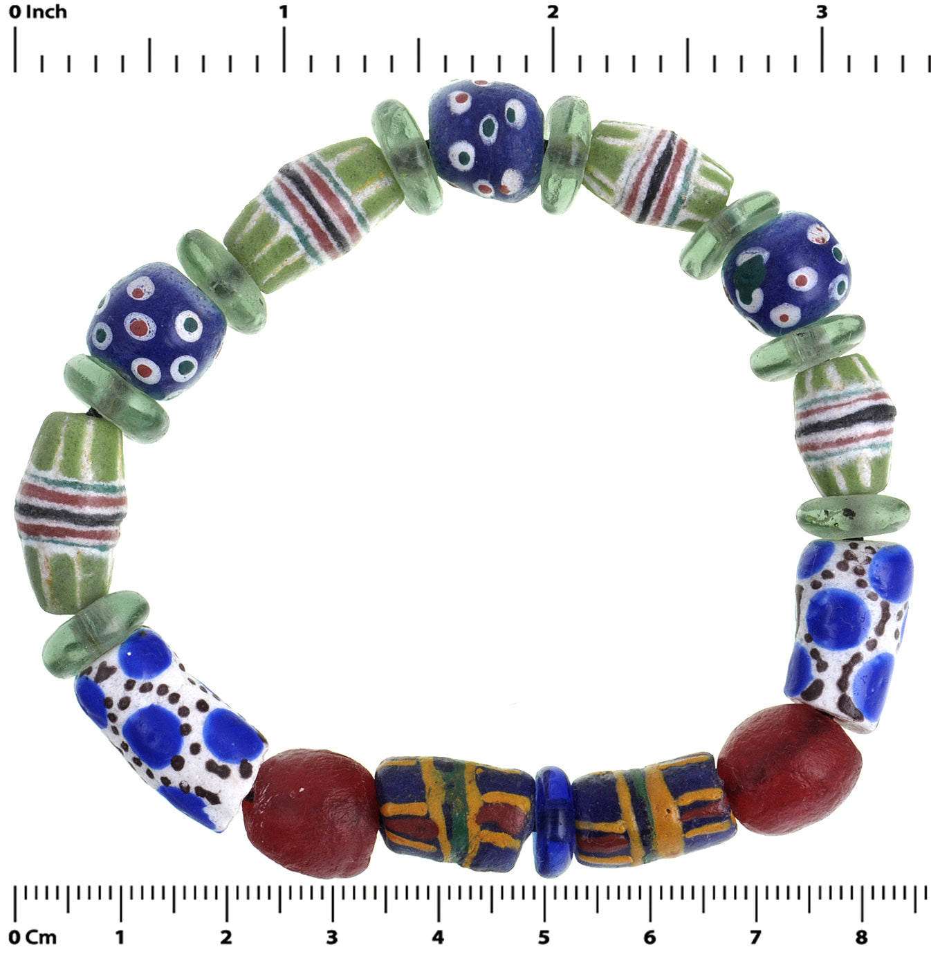 Handmade beads recycled glass powder Krobo African trade ceremonial bracelet - Tribalgh