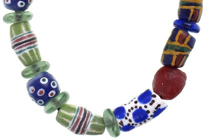 Handmade beads recycled glass powder Krobo African trade ceremonial bracelet - Tribalgh
