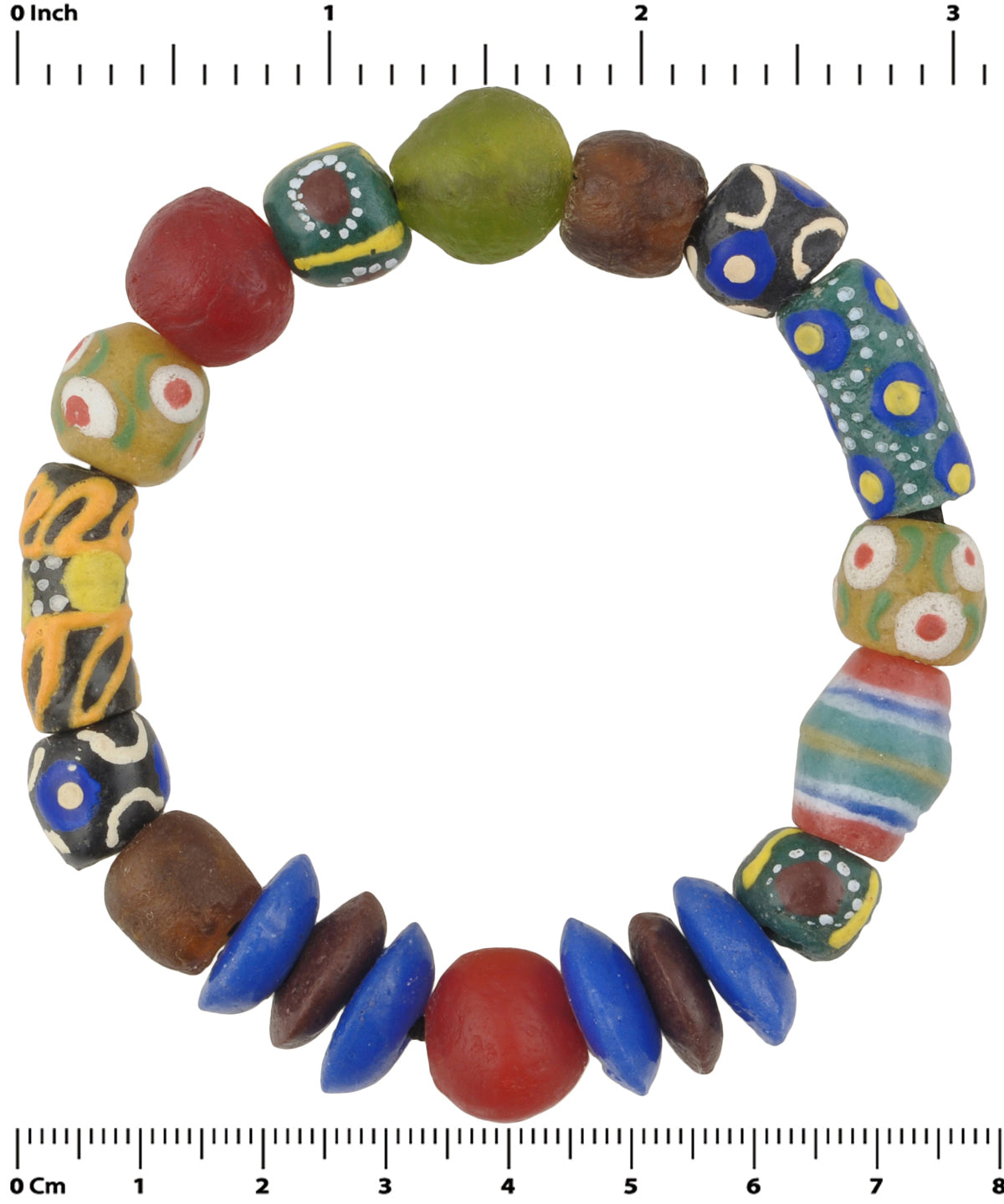 Afrikanisches Pulverglas recycelte Perlen handgemachtes gestrecktes Armband Krobo trade - Tribalgh