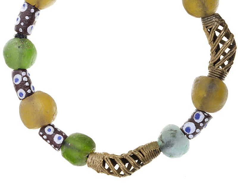 Pulverglas Messing handgemachte Perlen Ashanti Wachsausschmelzung Krobo Tribal ethnisches Armband - Tribalgh