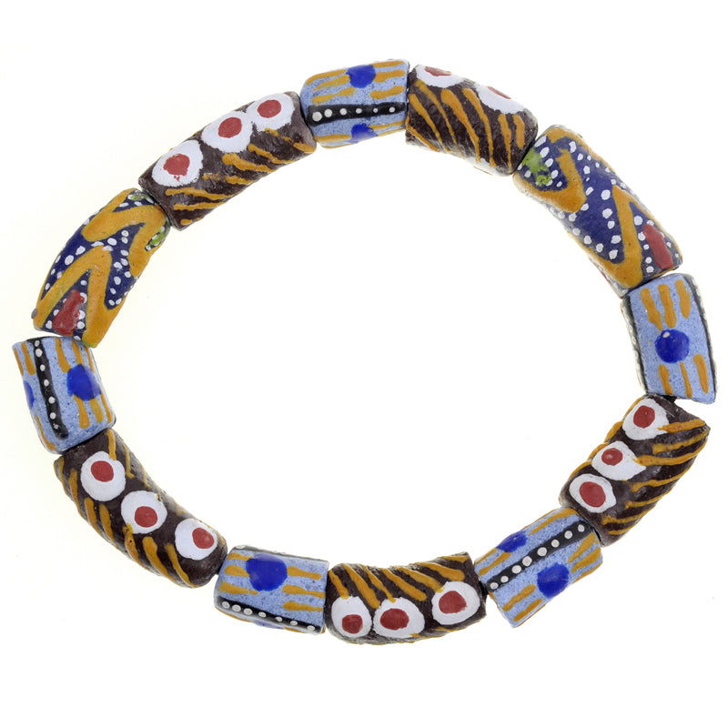 Afrikanische handgemachte Perlen Krobo recyceltes Pulverglas Ghana ethnischer Stammesschmuck - Tribalgh