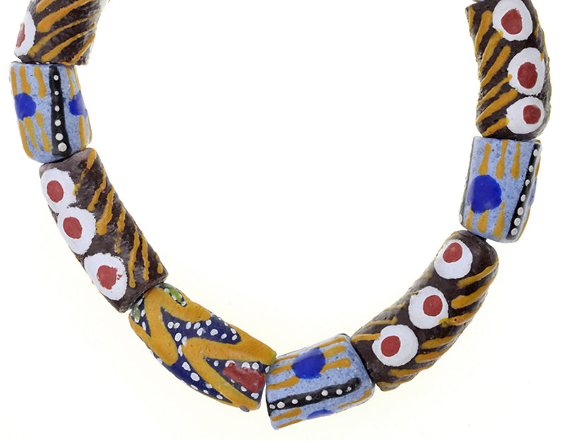 African handmade beads Krobo recycled powder glass Ghana ethnic tribal jewelry - Tribalgh