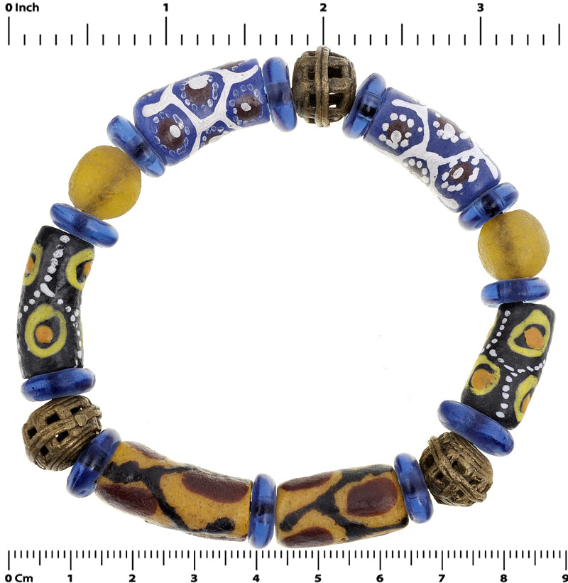 Krobo powder glass beads Ashanti brass lost wax handmade African ethnic jewelry - Tribalgh