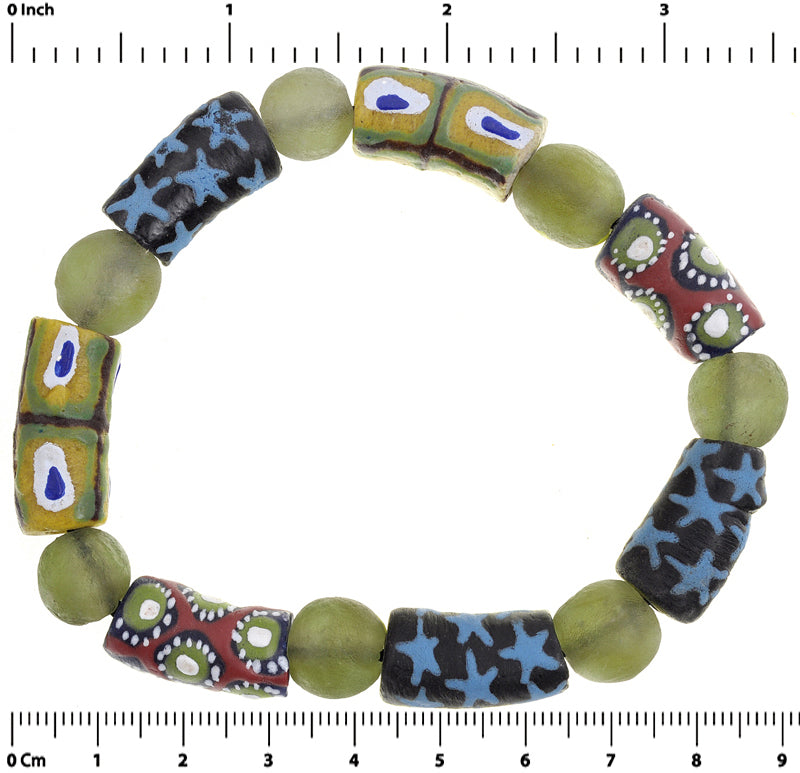 African beads handmade powder glass Krobo ceremonial ethnic jewelry bracelet - Tribalgh