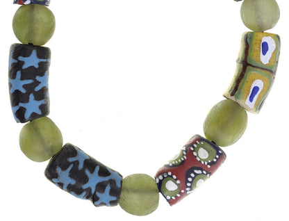 Afrikanische Perlen handgemachtes Pulverglas Krobo zeremonielles ethnisches Schmuckarmband - Tribalgh