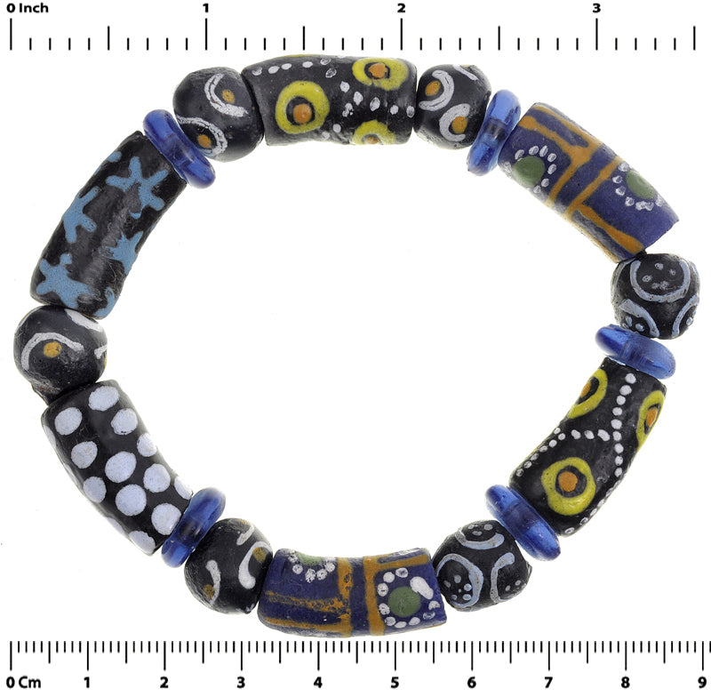 Krobo beads recycled glass powder African trade ethnic bracelet Ghana jewelry - Tribalgh