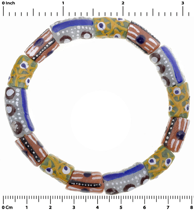 Commercio africano perline riciclate in polvere di vetro Bracciale allungato Krobo Ghana etnico - Tribalgh