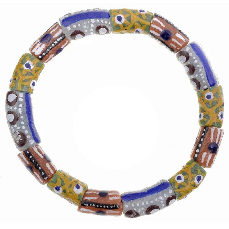 African trade recycled beads powder glass Krobo stretched bracelet Ghana ethnic - Tribalgh