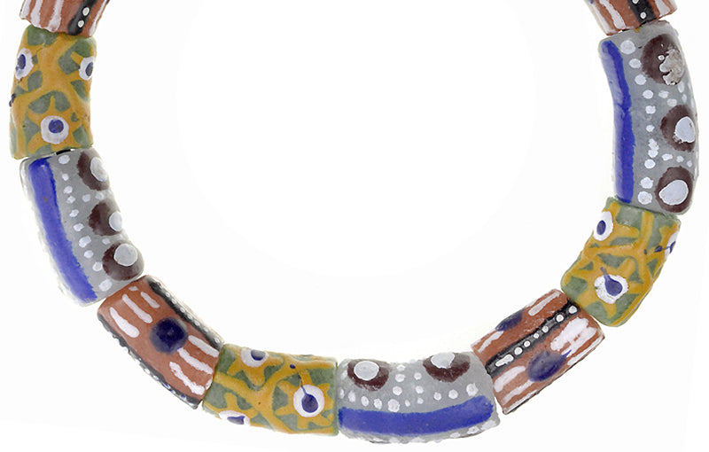 African trade recycled beads powder glass Krobo stretched bracelet Ghana ethnic - Tribalgh