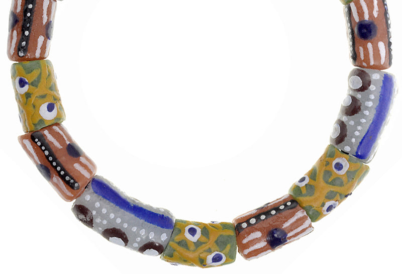 African trade recycled beads powder glass Krobo stretched bracelet Ghana ethnic - Tribalgh