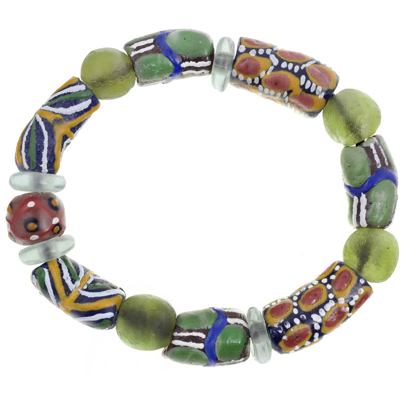 Glass Beads African powder glass trade beads Krobo Ghana recycled new bracelet - Tribalgh