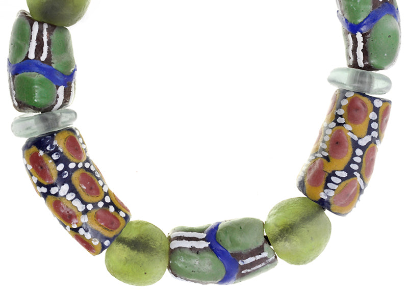 Glass Beads African powder glass trade beads Krobo Ghana recycled new bracelet - Tribalgh
