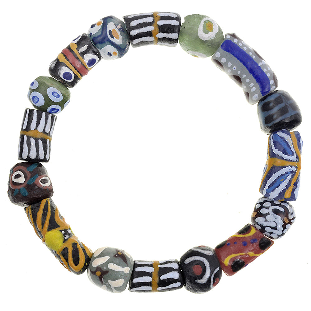 New recycled glass beads African powder glass trade beads Krobo Ghana bracelet - Tribalgh