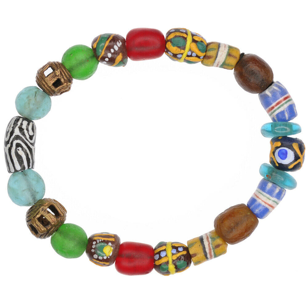 African glass beads brass handmade jewelry tribal bracelet - Tribalgh