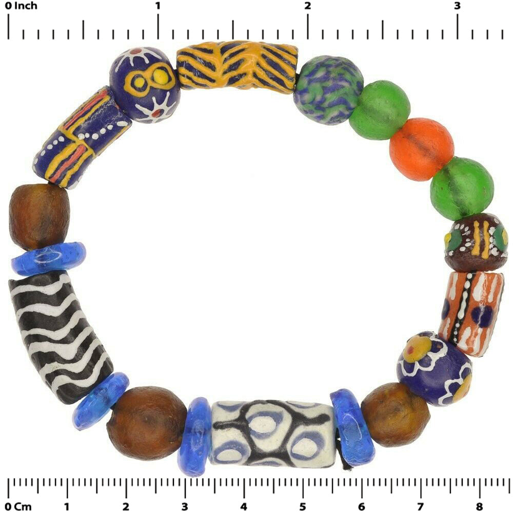 Pulsera de joyería étnica africana Krobo hecha a mano con cuentas de vidrio reciclado - Tribalgh