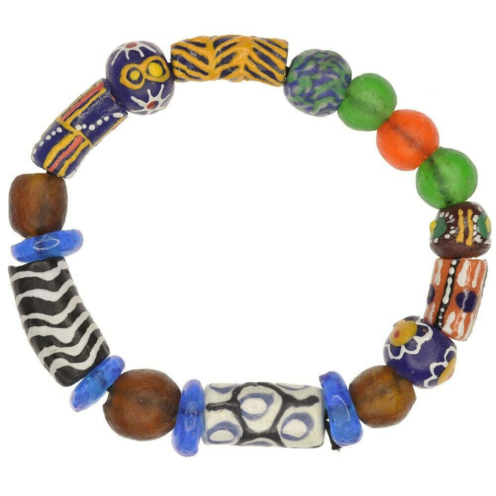 Handmade beads recycled glass Krobo ethnic African jewelry bracelet - Tribalgh
