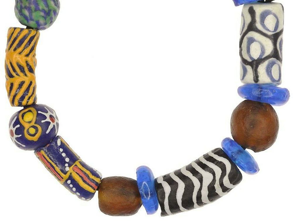 Handmade beads recycled glass Krobo ethnic African jewelry bracelet - Tribalgh