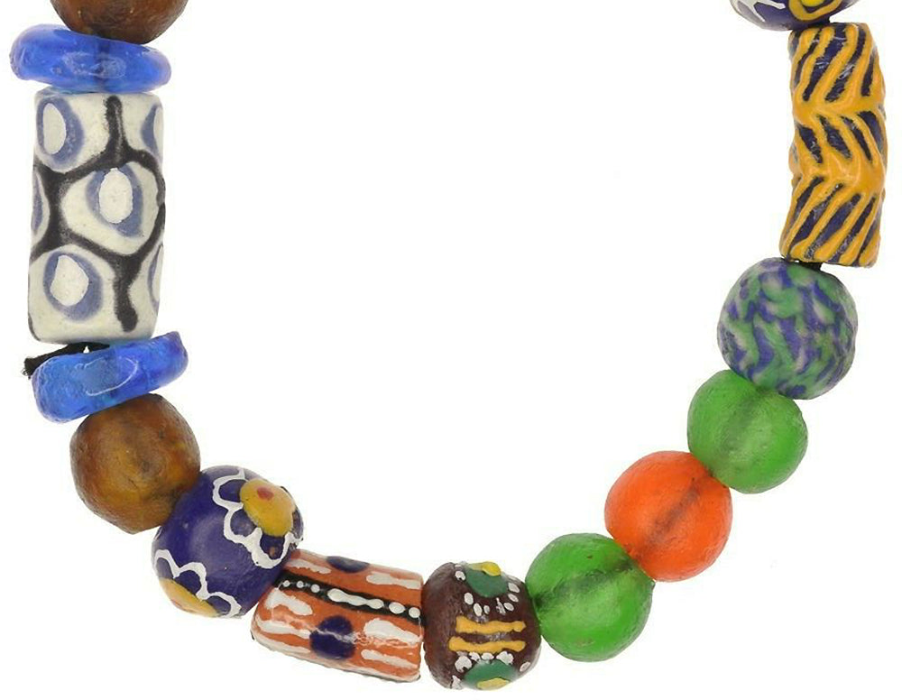 Handmade beads recycled glass Krobo ethnic African jewelry bracelet - Tribalgh