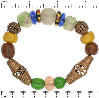 African beads handmade recycled glass brass bracelet Krobo - Tribalgh