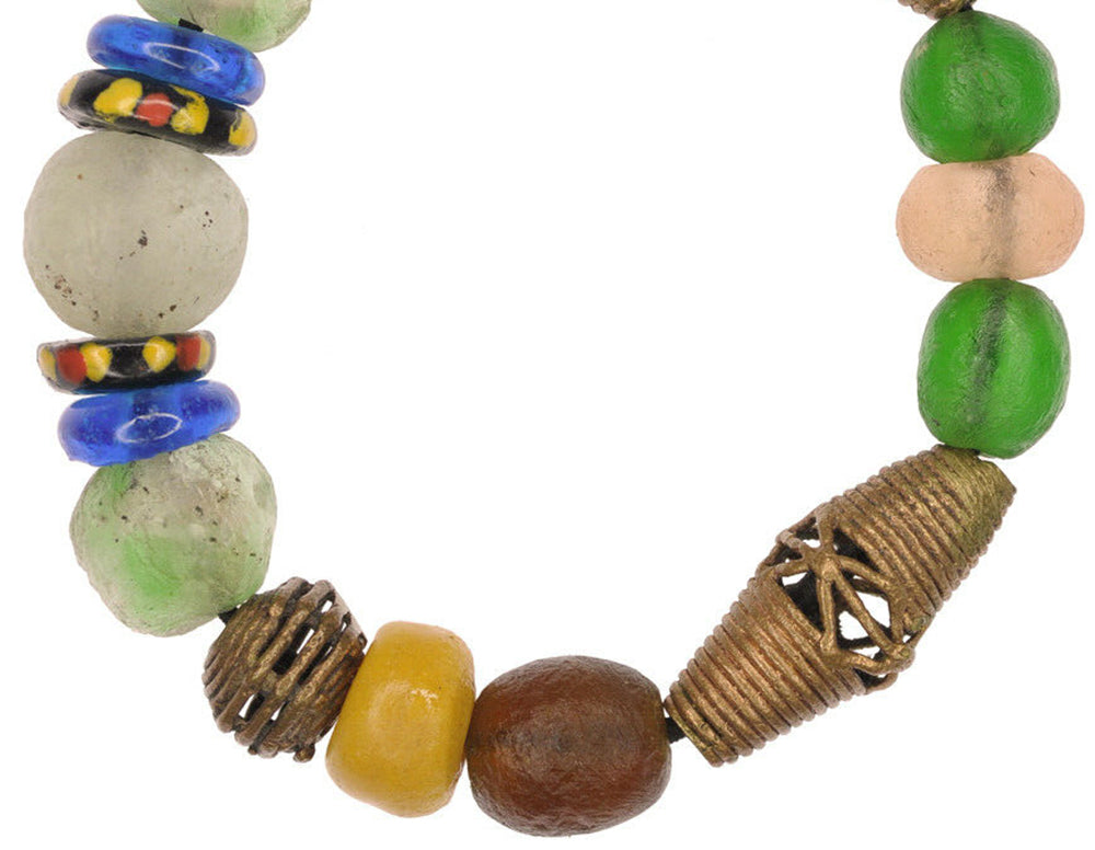 African beads handmade recycled glass brass bracelet Krobo - Tribalgh