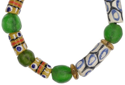 Handmade beads powder glass recycled African jewelry stretched bracelet - Tribalgh