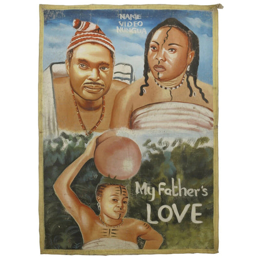 Ghana Filmplakat African Cinema Handfarbe recycelter Mehlsack My Fathers Love - Tribalgh