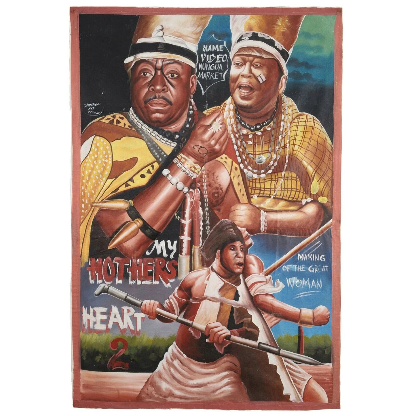 Cartel de cine de película Pintura al óleo africana de Ghana Pintura a mano MI CORAZÓN DE MADRE 2 - Tribalgh
