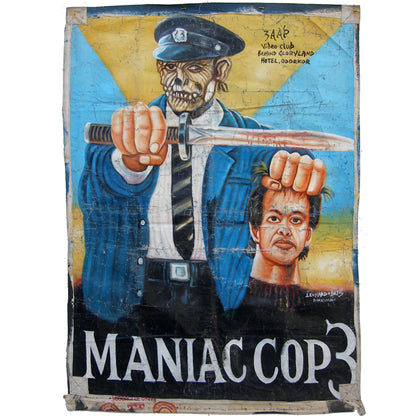 Maniac Cop 3 Movie Poster Hand Painted Ghanaian African Art - horror scene artwork