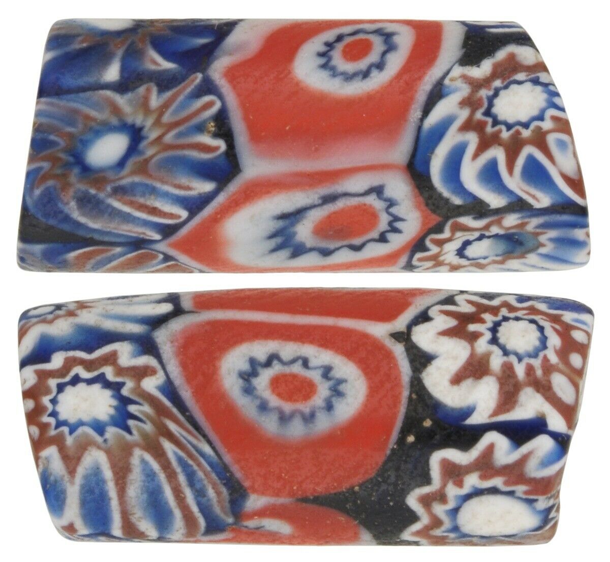 Antique Venetian trade beads millefiori glass pair - Tribalgh