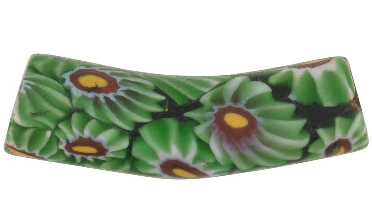 African trade bead tabular elbow Millefiori Venetian Murano glass rare - Tribalgh