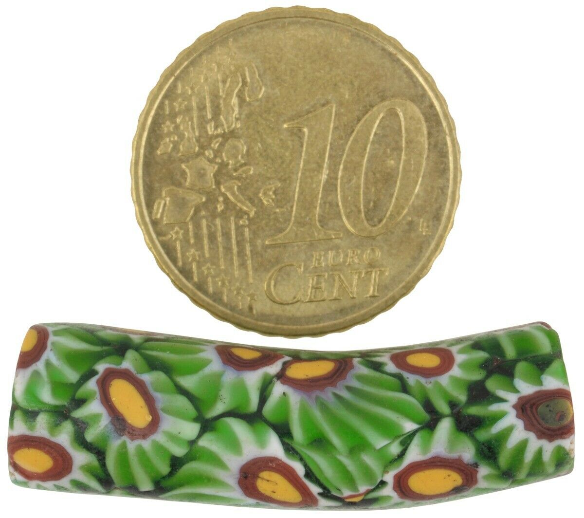 African trade bead Venetian Millefiori glass elbow - Tribalgh
