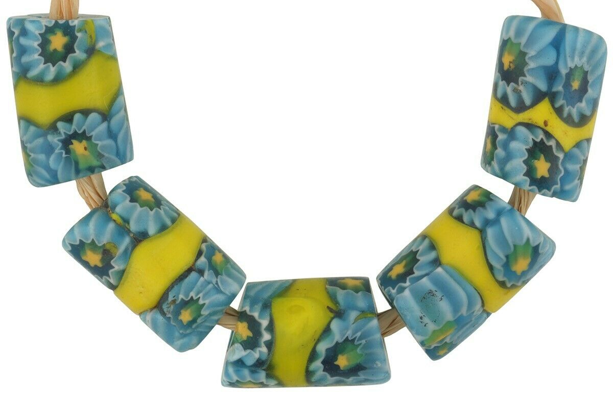 African trade beads antique banded millefiori Venetian glass mosaic - Tribalgh