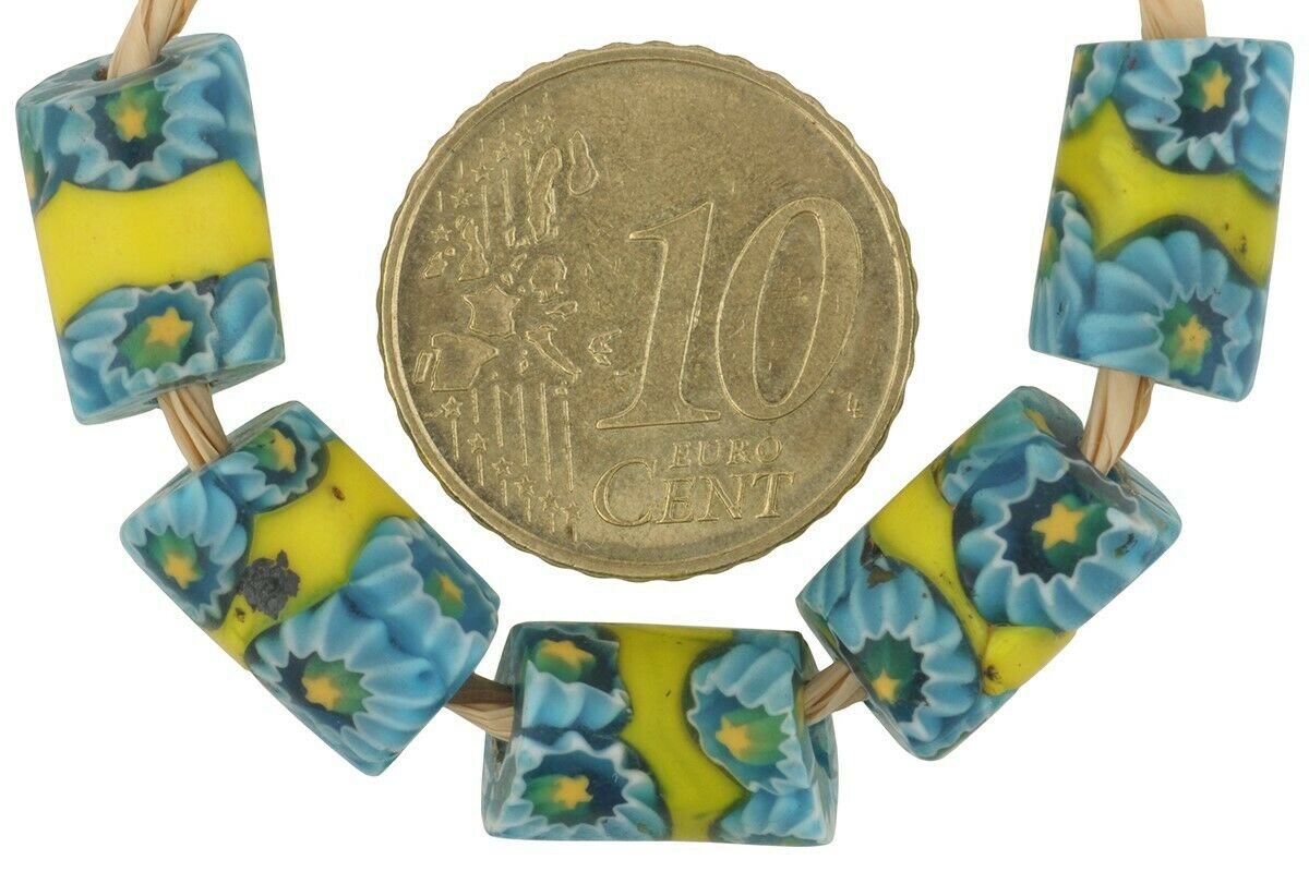 African trade beads antique banded millefiori Venetian glass mosaic - Tribalgh
