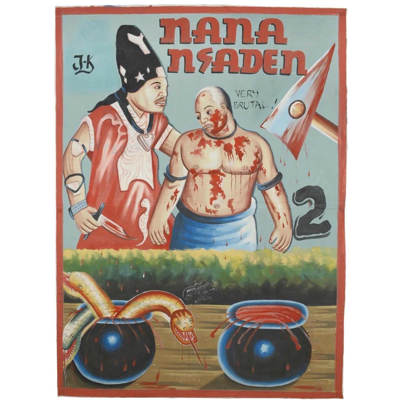 Movie Cinema poster Ghana African oil paint Hand paint NANA NSADEN BLACK MAGIC - Tribalgh