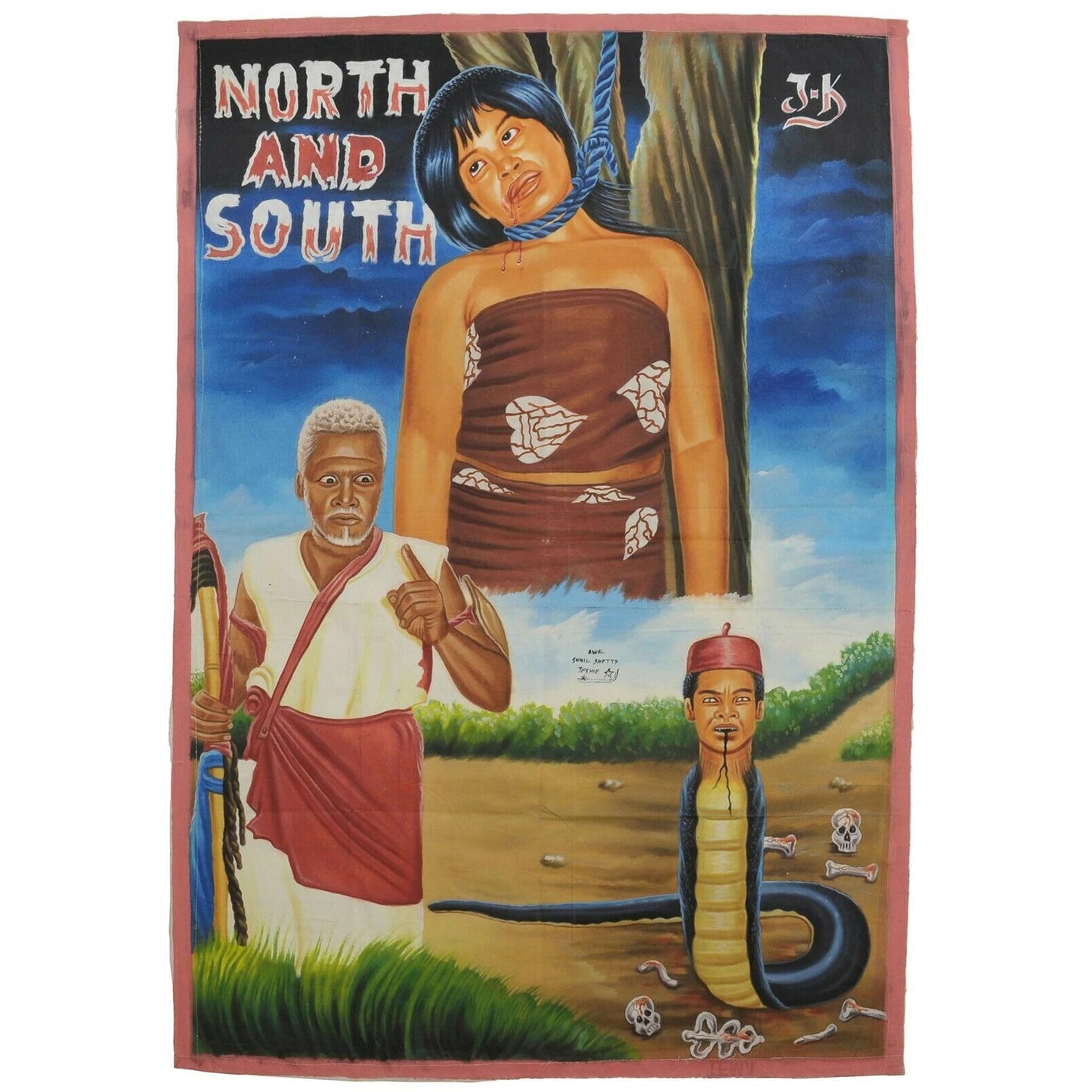 Movie poster African hand painted canvas Ghana North and South - Tribalgh