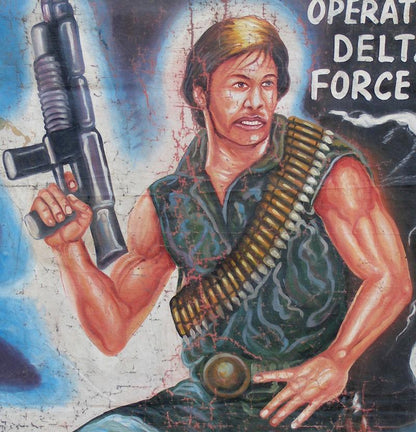 Operation delta force 8 movie poster hand painted in Ghana West Africa detiails