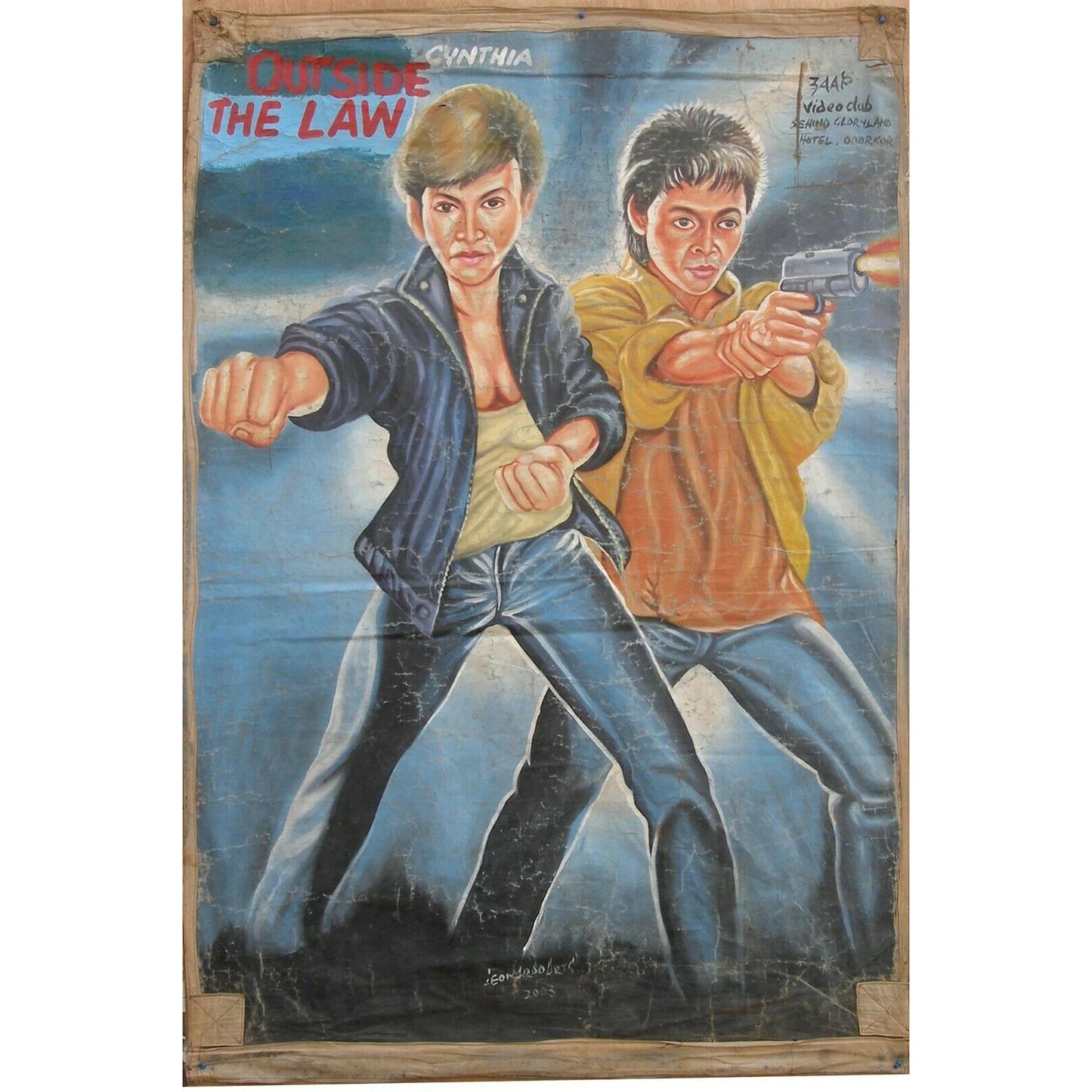 Cartel de película de pintura a mano Ghana cine africano outsider arte de pared FUERA DE LA LEY - Tribalgh