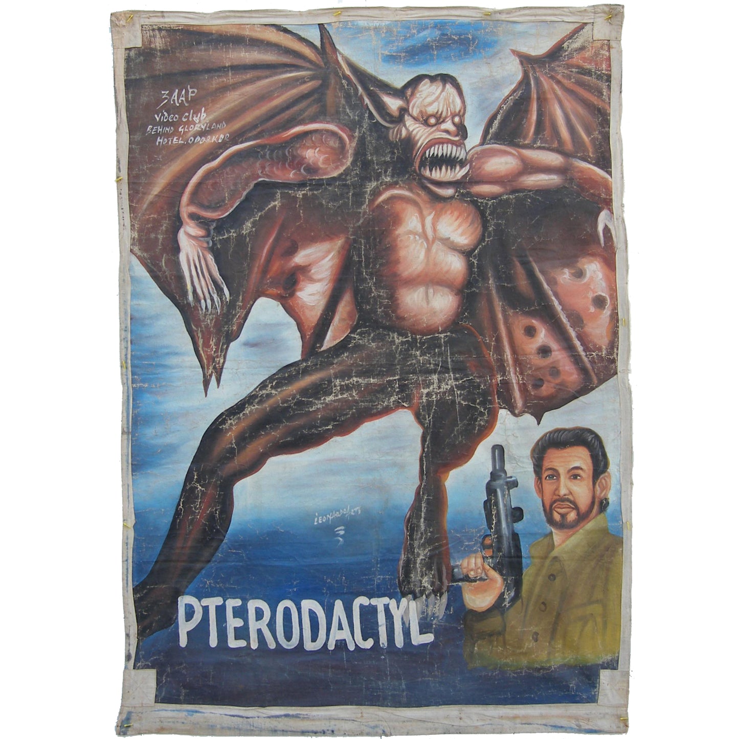 Pterodactyl-Filmplakat, handgemalt in Ghana, Westafrika, für die lokale Kinokunst