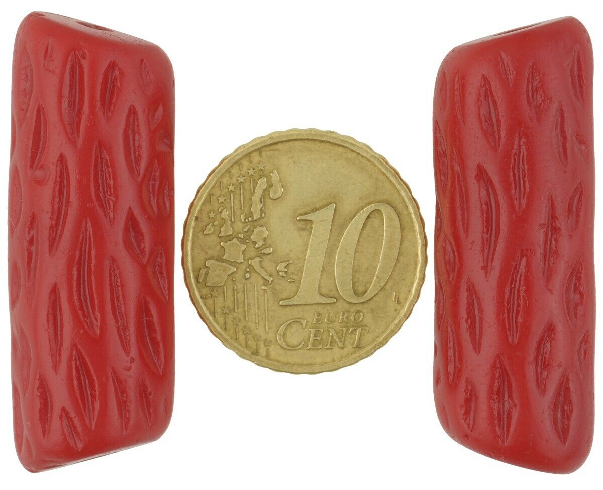 Afrikanische Handelsperlen alte rote Koralle böhmischer tschechischer geformter Glas-Ghana-Schmuck - Tribalgh