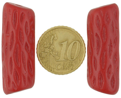 Afrikanische Handelsperlen alte rote Koralle böhmischer tschechischer geformter Glas-Ghana-Schmuck - Tribalgh