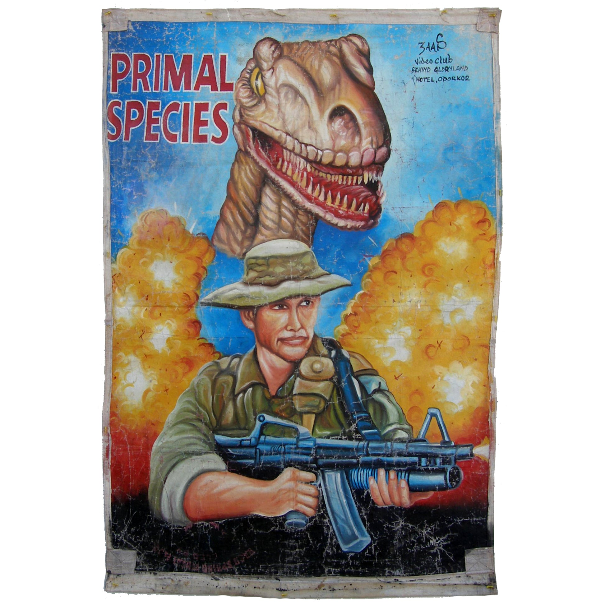 Primal species movie poster hand painted in Ghana West Africa for the local cinema art