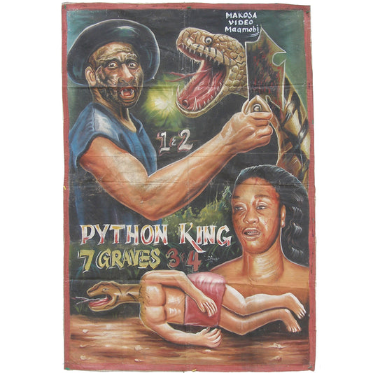 Ghana Filmposter PYTHON KING 7 GRAVES Handfarbe African SD-14697