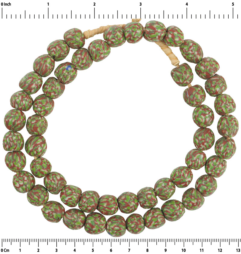 Krobo recycled glass beads handmade ethnic tribal jewelry necklace African trade - Tribalgh