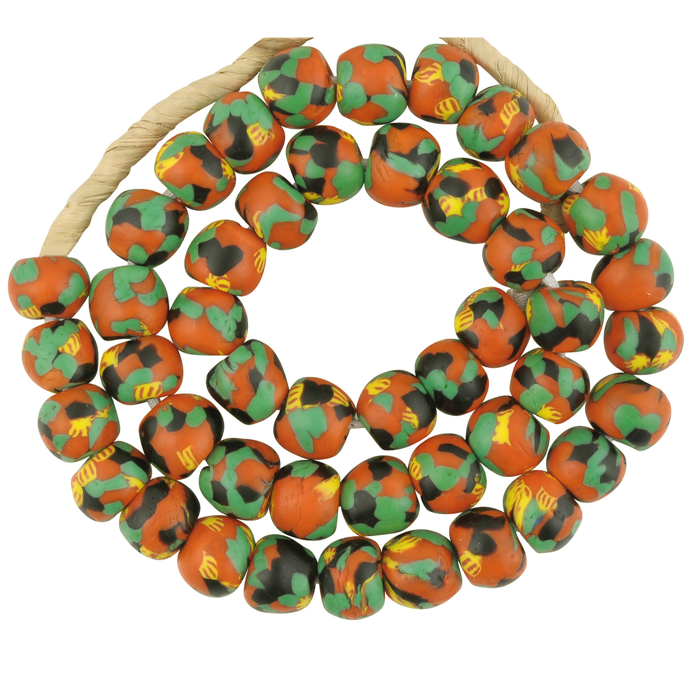 African recycled beads handmade Ghana necklace tumbled glass - Tribalgh
