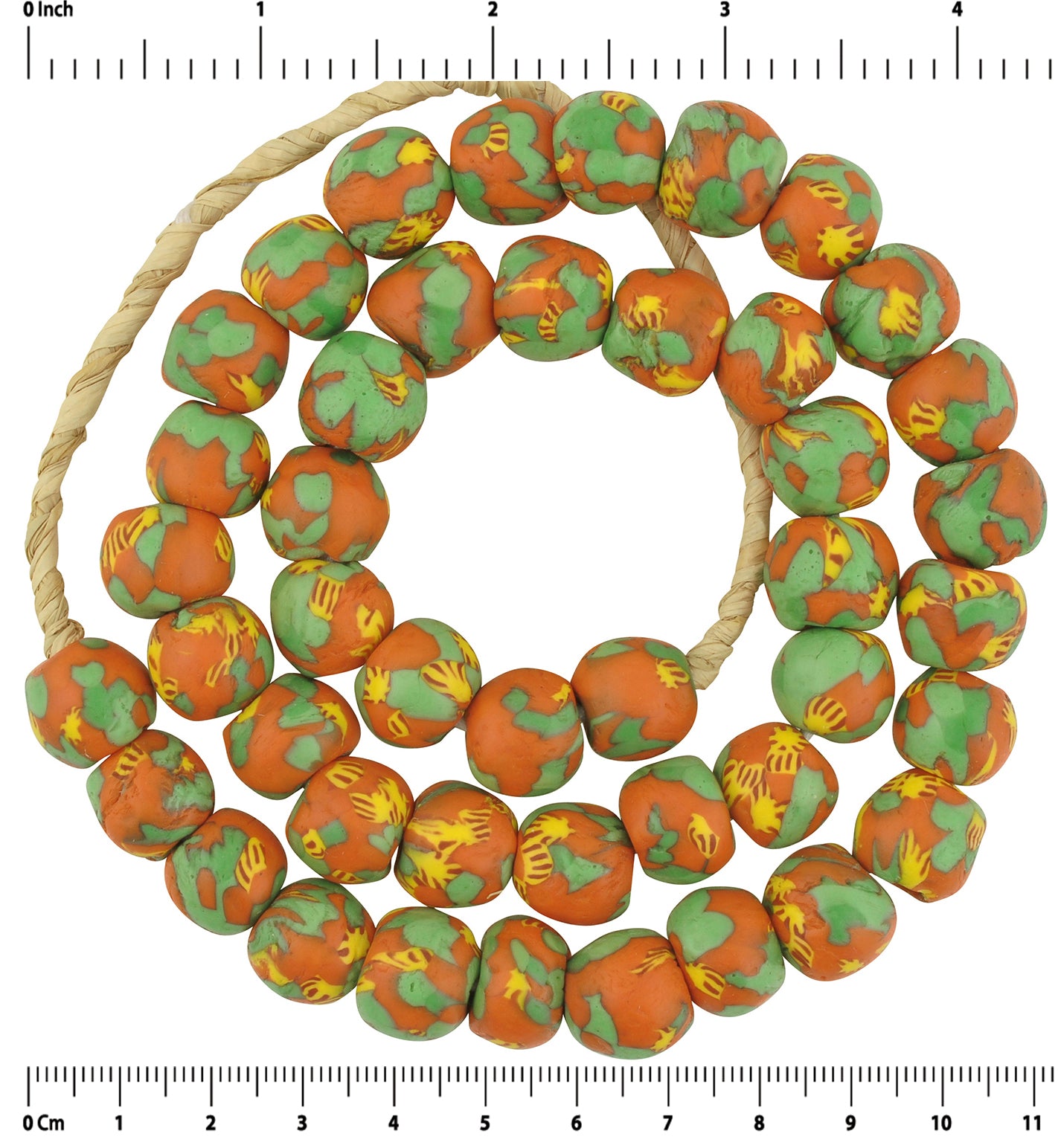 Handgefertigte afrikanische Handelsperlen | Ghanaische recycelte Glasperlen - vergrößertes Detail