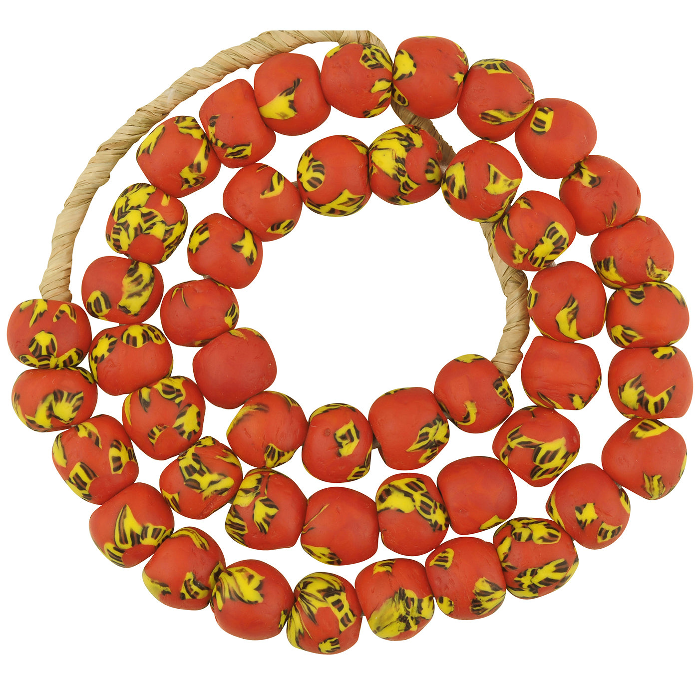 Handgemachte getrommelte Halskette aus recycelten afrikanischen Perlen aus geschmolzenem Glas Ghana - Tribalgh